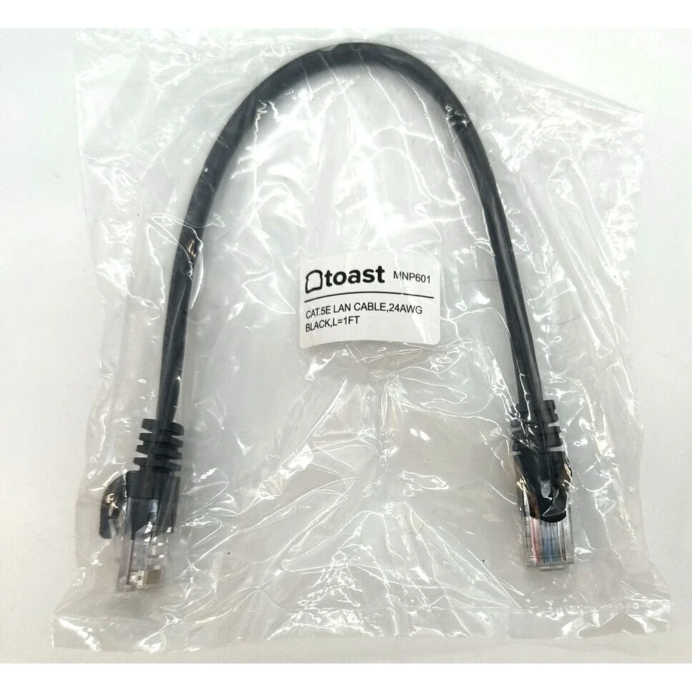 Lot of 7 Toast Cat5e Ethernet Cables 1FT Black Patch Cords – MNP601 – NEW